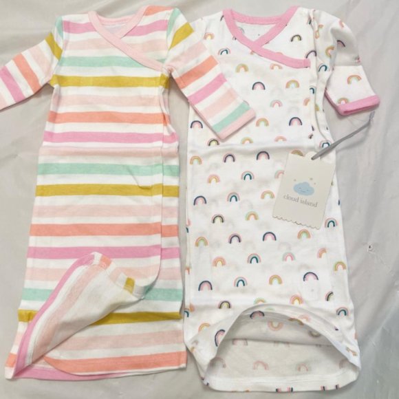 NWT Cloud Island 2 pack of Girl Preemie Sleepers/Rompers